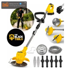 Roçadeira Aparador Grama A Bateria Recarregável 21v 750w Profissional Com Acessórios Tcg21c The Black Tools - Imagem 1