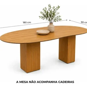 Mesa De Jantar 6 Lugares 180 X 90 Orgânica Base Ripada - Imagem 3