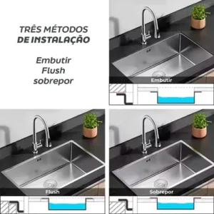 Cuba Cozinha Gourmet Aço Inox 304 Escovado 50x40 Cor Prata Brinovar - Imagem 7