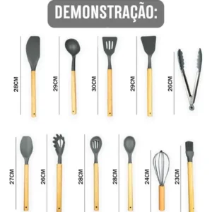 Conjunto 19 Peças Utensílios Cozinha Silicone Preto Helplo - Imagem 5