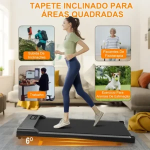 Esteira Elétrica Ergométrica Ginástica Inclinacão 12km 2.5hp Preto - Imagem 10