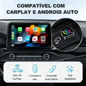 Adaptador Android Carplay Auto Wireless Bluetooth/ Wi-fi 2 Em 1 Voz Inteligente Usb-c - Imagem 3