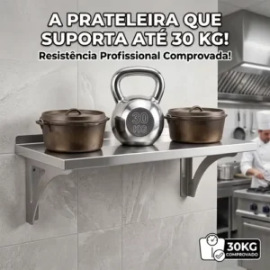 Prateleira Inox 90x26cm Aço Inoxidável Industrial Reforçada - Imagem 6