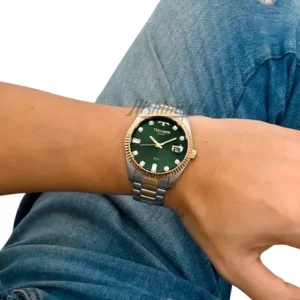 Relógio Technos Masculino Riviera Social Analógico Aço Cor da correia Misto Cor do bisel Dourado Cor do fundo Verde - Imagem 7