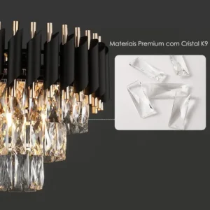 Lustre De Teto Cristal 40cm Para Sala De Jantar E Quarto - Imagem 7