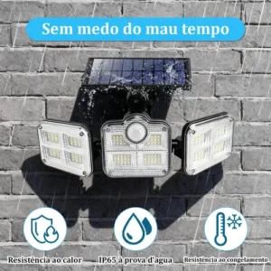 Led 3 Luminária Solar Com Sensor De Movimento Lâmpadas 122 - Imagem 8