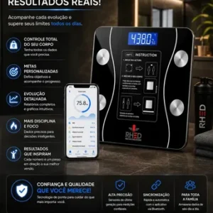 Balança Digital Bioimpedância Profissional smart imc 180kg Bluetooth Corporal Aparelho Alta Capacidade aplicativo App para Android e para IOS Balança De Banheiro Academia - Imagem 9