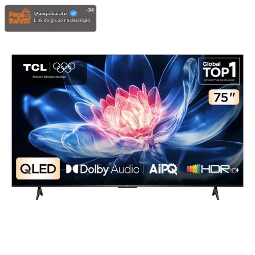 TCL, Smart TV 75" T6C, 4K QLED, Tela HVA, HDR10+ e Google TV