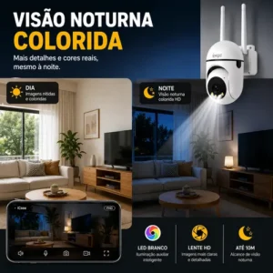 Câmera De Segurança Wi-fi 3mp Visão Noturna Colorida Áudio - Imagem 4