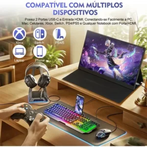 Monitor Gamer Portátil 15.6 1080p Fhd Ips Com Hdmi Usb - Imagem 7