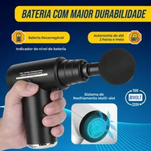 Pistola Massageadora Muscular Profissional Portátil Recarregável Sem Fio 6 Velocidades Massageador Elétrico Corporal Para Alívio de Dores Relaxamento Recuperação Muscular Fisioterapia - Imagem 5