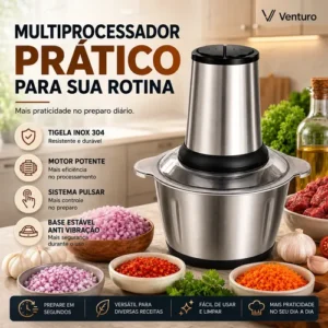 Multiprocessador Triturador Alimentos Elétrico Inox 2l 110v - Imagem 3