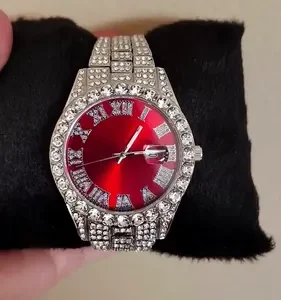 Relogio Prata Masculino Feminino Cravejado Metal Diamante - Imagem 11