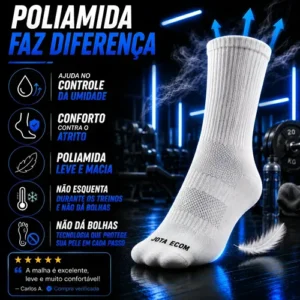 Kit 3 Meias Poliamida Corrida Esportiva Bike Runing Academia - Imagem 5