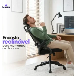 Cadeira De Escritorio Ergonomica Nr17 Glorious Marqs Home Giratoria Resistente Reforçada 180kg Confortavel Reuniao Mesh Preta - Imagem 7
