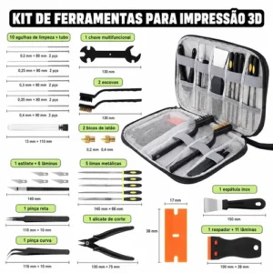 Kit 54 Peças Completo de Ferramentas Manuais para Impressão 3D, Alicate, Pinças, Estilete, Agulhas Inox para Limpeza de Bico - Imagem 3