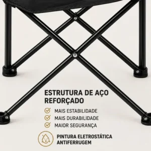 Cadeira De Pesca Dobrável Com Apoio De Braço E Porta Copos Cor Preto B&G SHOPPING - Imagem 7