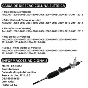 Caixa Direção Hidráulica 16900162s Palio Strada Fire Novo - Imagem 3