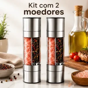 Kit 2 Moedor De Pimenta Sal Grosso Tempero 2 Em 1 Inox - Imagem 3