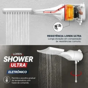 Chuveiro Ducha Lorenzetti Loren Shower Ultra Branco 7500W 220V - Imagem 12