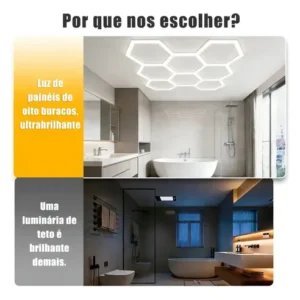 Iluminação Led Hexagonal Colmeia 8 Células Branco Frio Teto - Imagem 4