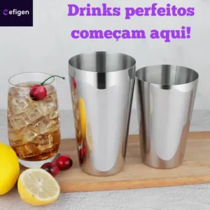 Coqueteleira Inox 800 Ml Com Peso Profissional Boston 2 Peças Bar Bartender Coquetéis - Efigen - Imagem 5