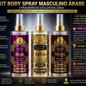Kit Body Splash Arabe C/3un 200ml Perfume Masculino De Luxo - Imagem 3