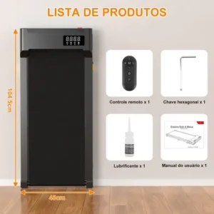 Esteira Elétrica Ergométrica Ginástica Inclinacão 12km 2.5hp Preto - Imagem 11
