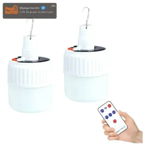 Kit2 Lâmpada De Led Solar Pesca E Acampamento Com Controle - Imagem 1