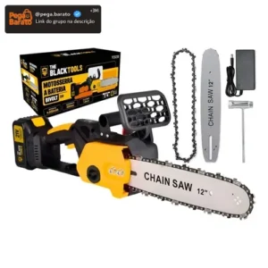 Moto Serra A Bateria 21v 4000mah 300mm 12 Polegadas Tcs21b The Black Tools Cor Amarelo e Preto - Imagem 1