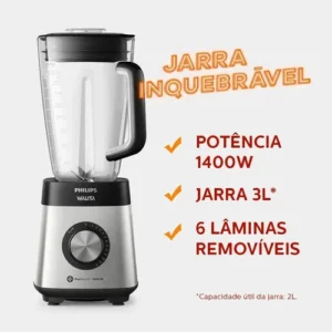 Liquidificador RI2244 Série 5000 Com Jarra Inquebrável Inox 1400W Capacidade Útil 2L Philips Walita - Imagem 7