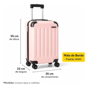 Mala De Viagem Bordo Mão Pequena 10kg Abs Cadeado 360 - Imagem 5