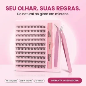 Kit Extensão de Cílios Tufos Mix 30D e 40D com Cola e Pinça para Maquiagem - Imagem 8
