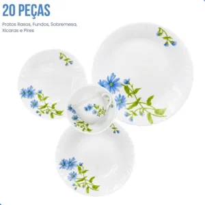 Aparelho De Jantar E Chá 20 Peças Opaline Branco Mesa Posta - Imagem 5