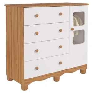 Cômoda Infantil Peroba Uli 4 Gavetas 1 Porta MDF Multicolorido - Imagem 3