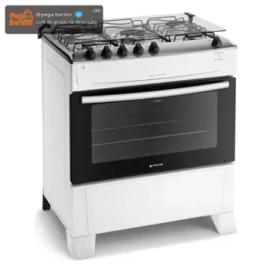 Fogão 5 Bocas Branco A Gás Com Mesa Inox Atlas Mônaco Top - Imagem 1