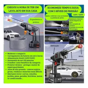 Lavadora Alta Pressão Portátil 96v 1000w Kit Mala 2 Baterias - Imagem 7