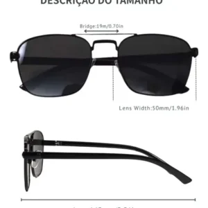 Óculos Sol Premium Polarizado Solar Quadrado Unissex Retro - Imagem 8