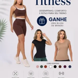 Conjunto Fitness 3 Pçs Top + Bermuda C/ Bolso Blusa Dry Fit - Imagem 7