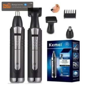 Aparador de Pelos Kemei KM-6511 Nariz Orelhas Sem Fio Preto - Imagem 1