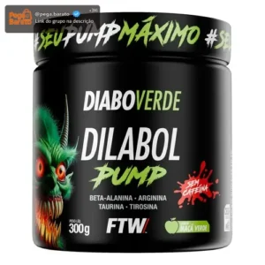 Pré Treino Dilabol Pump Diabo Verde Sem cafeína Pote 300g Sabor Maça Verde - Ftw - Imagem 1