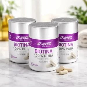 Kit 3x Biotina 100% Pura Total 180 Cápsulas Bodyaction Sem Sabor - Imagem 3