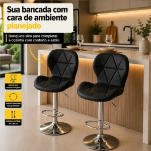 Banqueta Spin Estofada Giratória Com Regulagem De Altura Cor Preto - Imagem 6