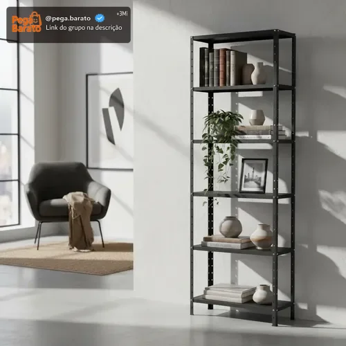 Estante 6 Prateleiras Aço Livros Quarto Cozinha Multiuso Fer
