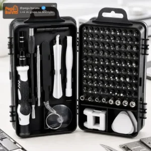 Kit Chaves de Precisão Hardline com 115 Peças, Magnético e Estojo para Celular e Notebook - Imagem 1