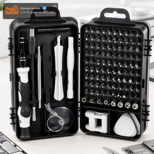 Kit Chaves de Precisão Hardline com 115 Peças, Magnético e Estojo para Celular e Notebook