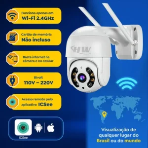 Kit 2 Câmeras Segurança Ip Interna Externa Wifi iCSee Infravermelho Prova D’Água - HW - Imagem 6