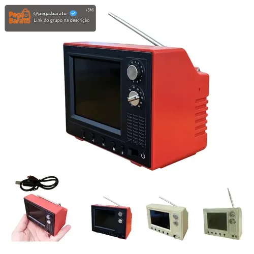 Mini Tv Retrô 2.4 Polegadas Com 8gb E Desenhos Clássicos