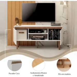 Rack Branco Para Sala - Estante Moderna E Compacta Branco - Imagem 5