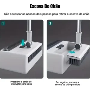 4em1 Kit Vassoura E Pá Multiuso Ajustável Limpeza Piso Pelos - Imagem 7
